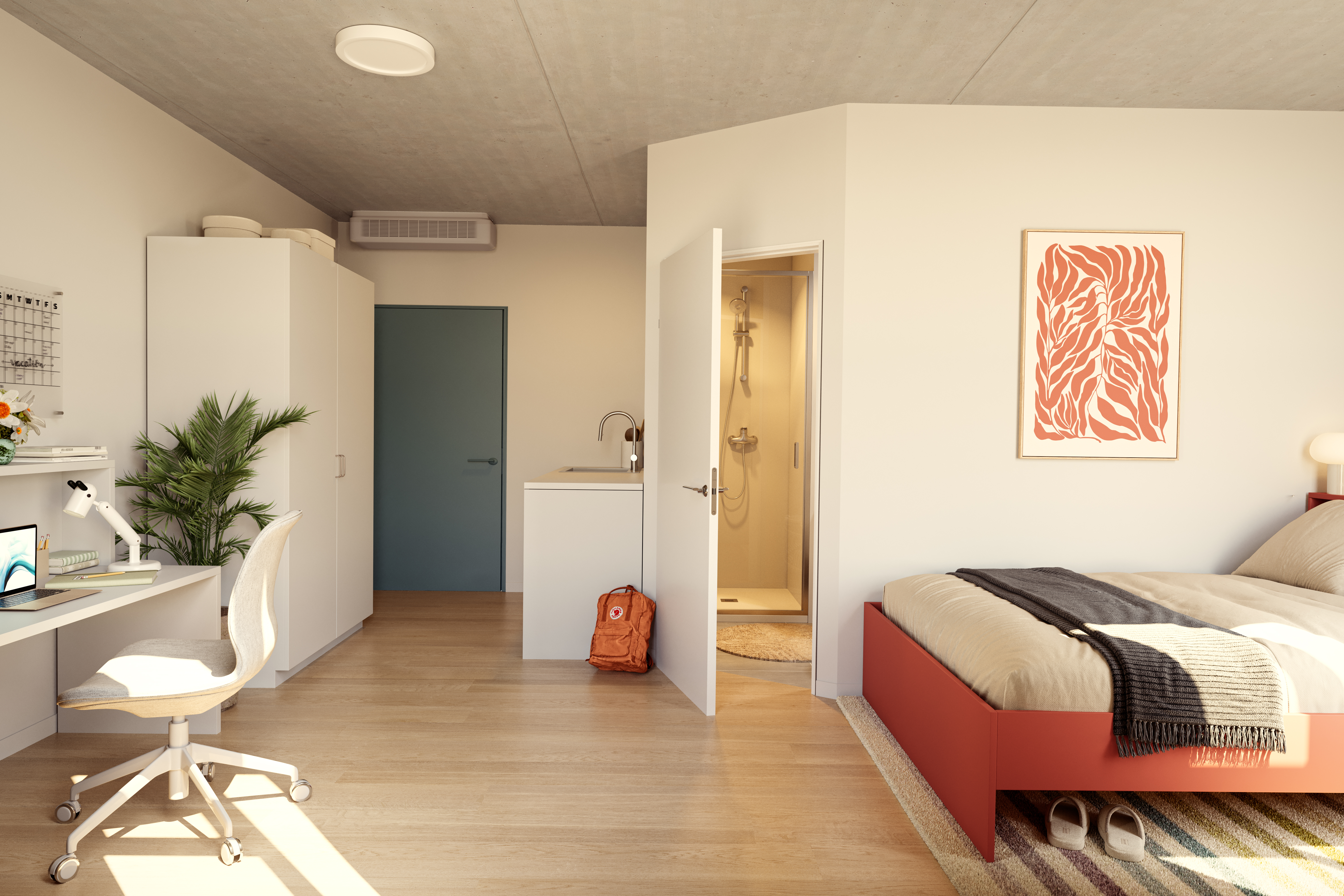 Studio met eigen sanitair en kitchenette