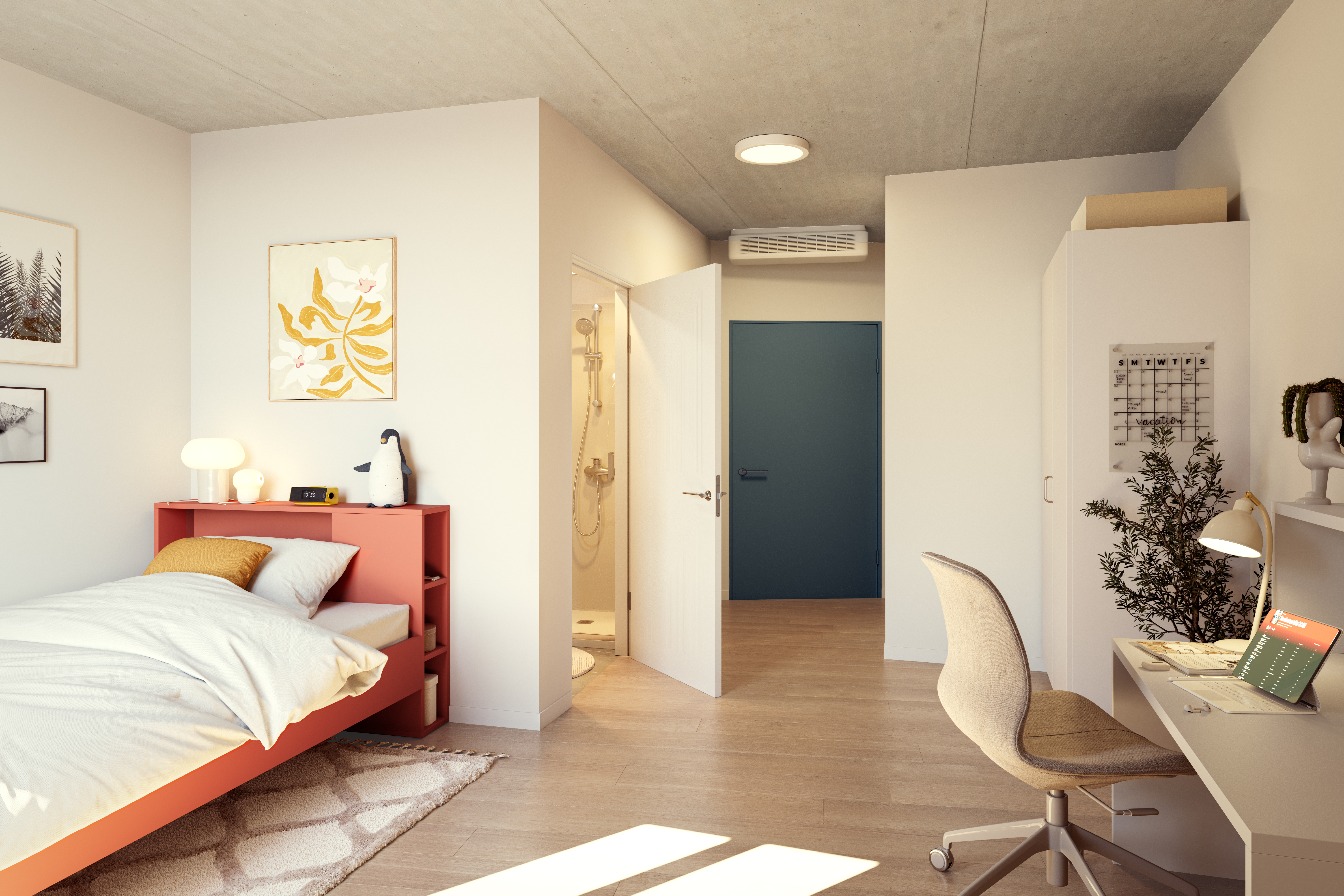 Studentenkamer met eigen sanitair